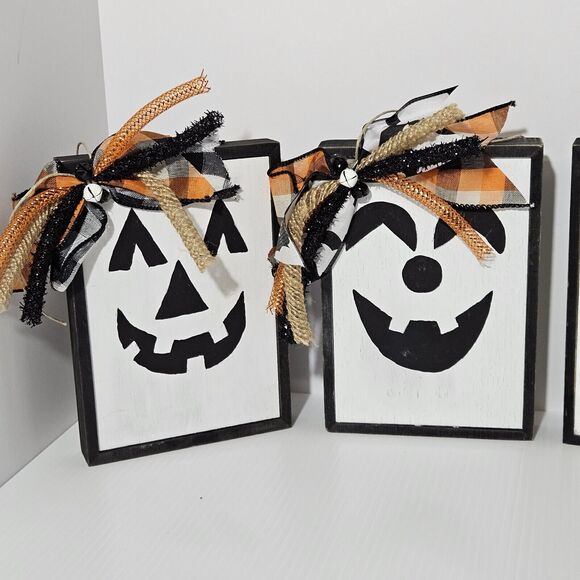 Jack O' Lantern 5x7 Wood Frame Face Halloween Decor‎ - Picture 2 of 5